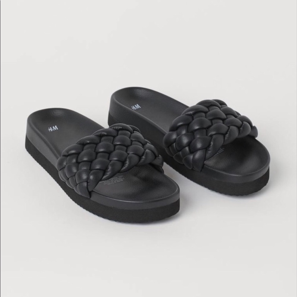 H&M Braided Mules Black Size 39 US 8